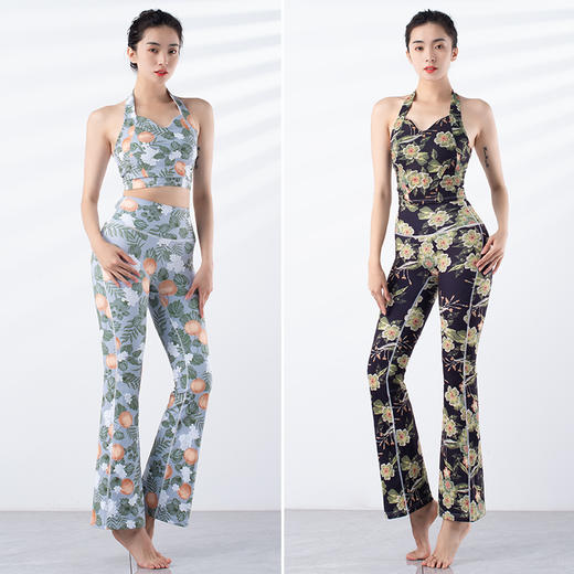 跃牌【洛水之神系列】新款显瘦遮肉微喇速干印花瑜伽裤YC024 商品图9