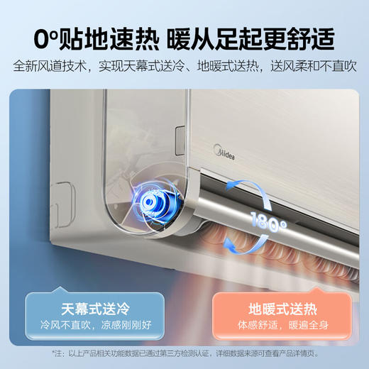 国补到手价 3439元 美的1.5匹京耀 0°精准控风 18分贝底噪  变频冷暖防直吹 新一级变频壁空调 180°全域风道 拉丝面板 智清洁 56℃高温除菌 app控制KFR-35GW/N8MXJ1 商品图7