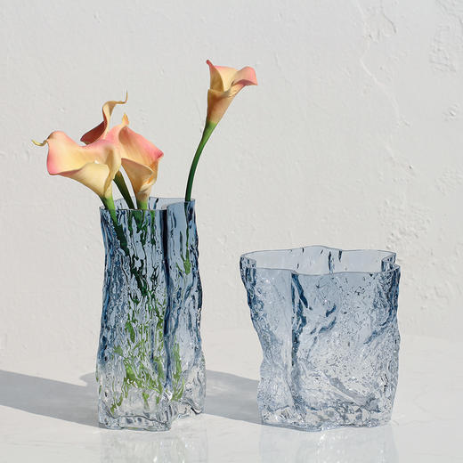 北欧厚重渐变冰川透明玻璃花瓶鲜花绿植客厅餐桌装饰水培简约花瓶 商品图3