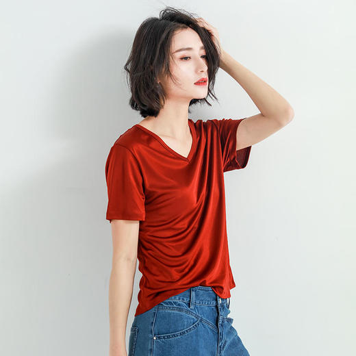 日本进口三醋酸T恤女短袖宽松T恤 圆领/V领 210206 商品图8