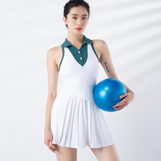 跃牌【洛水之神系列】撞色速干透气防走光运动连衣裙裤两件套307 商品图2