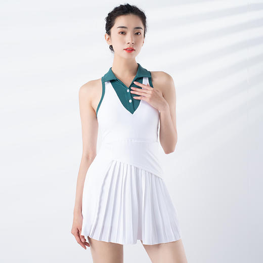 跃牌【洛水之神系列】撞色速干透气防走光运动连衣裙裤两件套307 商品图5