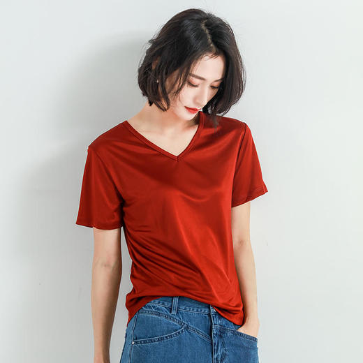 日本进口三醋酸T恤女短袖宽松T恤 圆领/V领 210206 商品图5