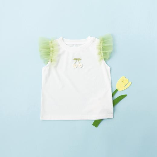 贝贝怡夏季儿童女宝宝夏装衣服时尚轻薄女孩短袖花边T恤飞袖上衣 商品图11