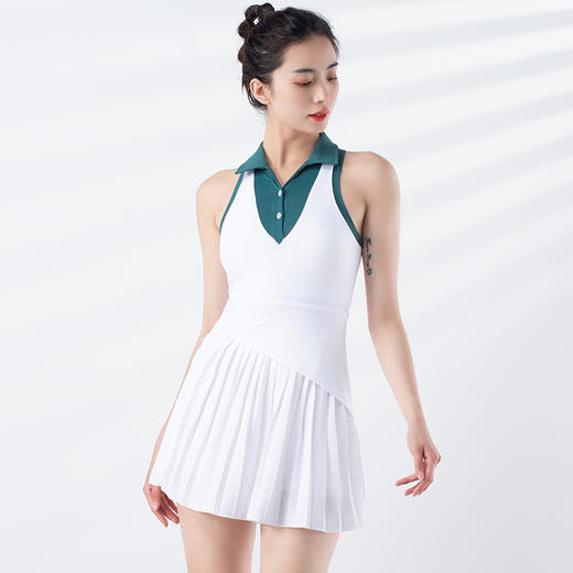 跃牌【洛水之神系列】撞色速干透气防走光运动连衣裙裤两件套307 商品图6