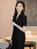 黑色短袖薄西装外套夏季新款单粒扣高级感西装裤职业套装 商品缩略图3