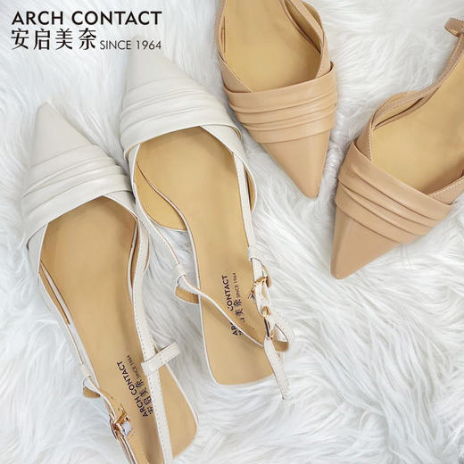ARCHCONTACT安启美奈夏款羊皮尖头高跟凉鞋52831 商品图4