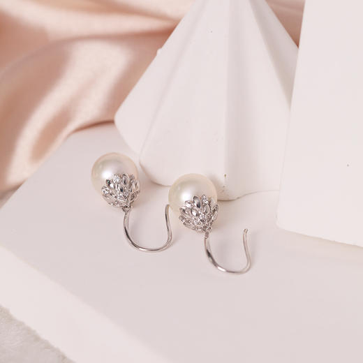 美裕  银925淡水珍珠耳钉 9-10mm白106569 商品图2