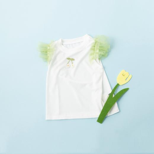 贝贝怡夏季儿童女宝宝夏装衣服时尚轻薄女孩短袖花边T恤飞袖上衣 商品图3