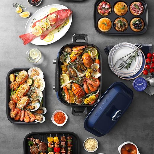 摩飞电器（Morphyrichards）二代多功能料理锅鸳鸯火锅烤肉涮一体蒸煮炒煎大屏触控煮锅多用途电火锅MR9099 标配（深锅+牛扒盘+蒸格） 商品图4