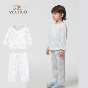 英氏童装睡衣裤宝宝夏季超薄提花透气长袖家居服内衣裤子2023新款YLCAJ1P007A YLTAJ1P007A
