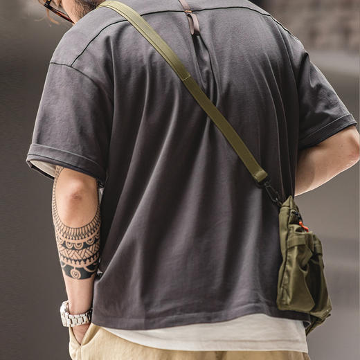工装优选 美式休闲户外机能风短袖T恤纯棉口袋撞色体恤拼接Tee男 商品图3