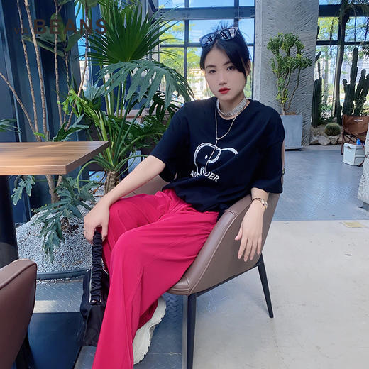 圆领印字母卡通大象短袖衫3422040044 商品图0