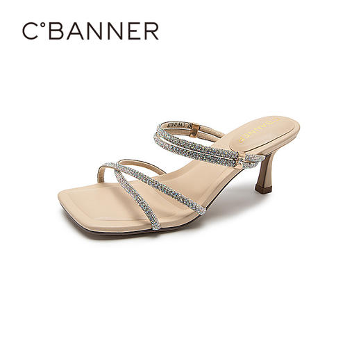 千百度夏季凉拖鞋两穿白月光钻带凉拖A23354116 商品图1