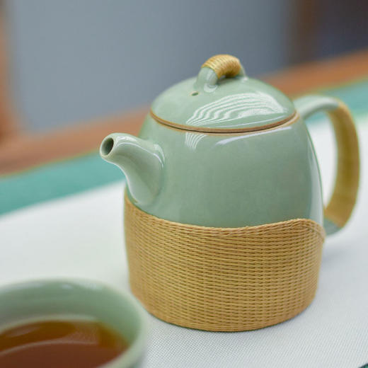 羽诗制造出品 江南竹语套装非遗竹编青瓷茶具陶瓷壶承文创礼盒 商品图3