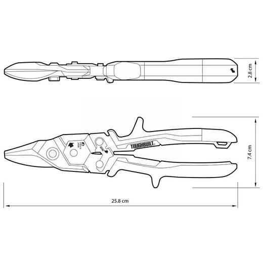 右弯头省力航空剪不锈钢铝片塑料铁皮TB-H4-60-RTOUGHBUILT拓必得官方正品  30把/箱 商品图1