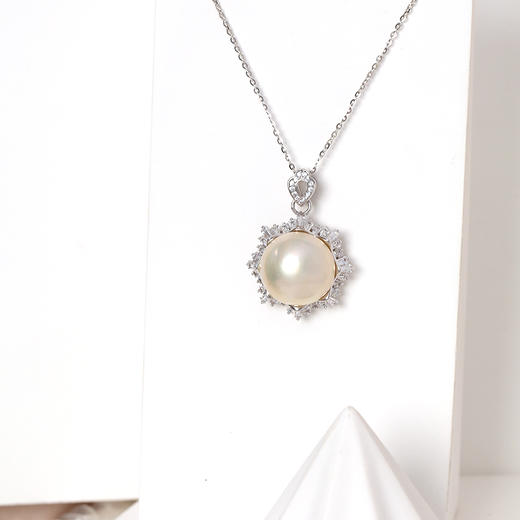 美裕 银925海水珍珠吊坠（贝附珠）（不含链）14-16mm白 106578 商品图1