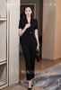 黑色短袖薄西装外套夏季新款单粒扣高级感西装裤职业套装 商品缩略图5