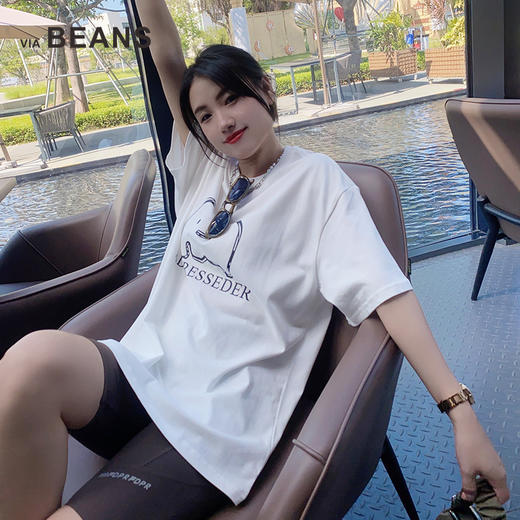 圆领印字母卡通大象短袖衫3422040044 商品图2