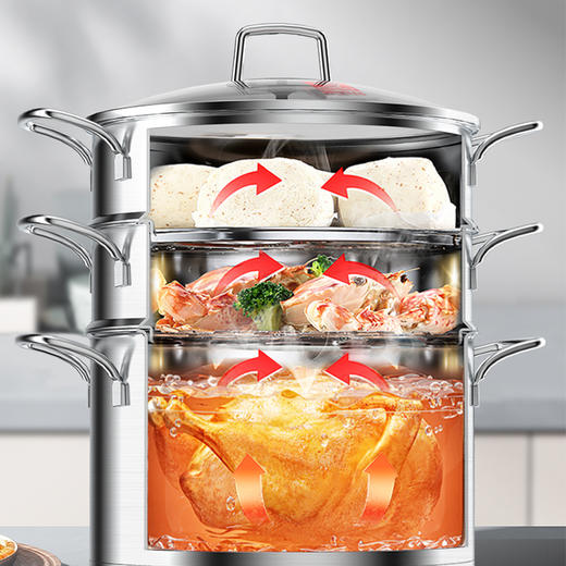 康巴赫欧式二代复底蒸锅304不锈钢 商品图3