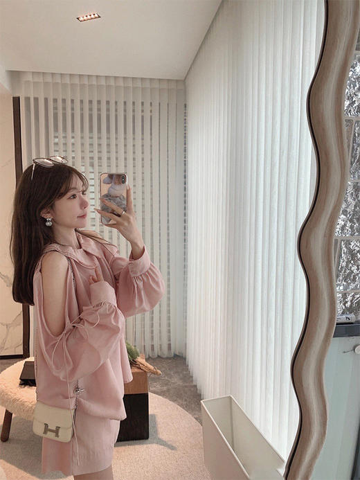 金蘑菇菇 清冷少女的一天 / 小心机露肩衬衫女宽松洋气设计感上衣 商品图1