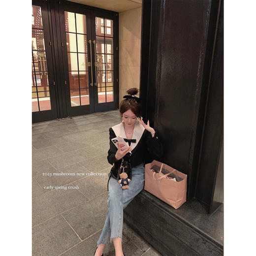 M码 金蘑菇菇 漫画腿牛仔裤 / 毛须边复古蓝百搭九分牛仔裤 商品图7