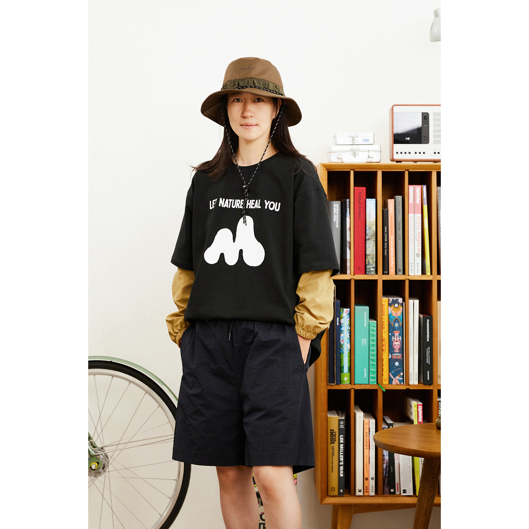 MountainSurf山系露营 高山溶解LOGO 印花拼接长袖T恤 SLOGAN TEE