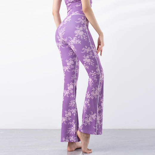 跃牌【洛水之神系列】新款显瘦遮肉微喇速干印花瑜伽裤YC024 商品图0