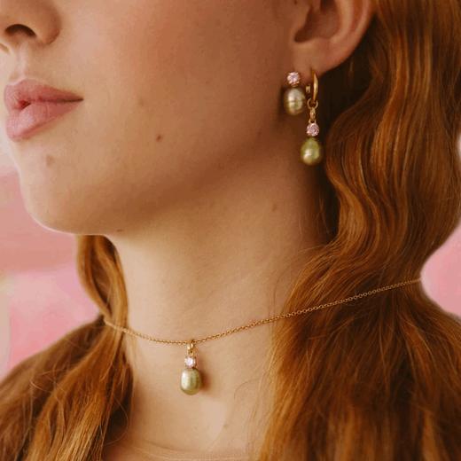 北京仓丨Wilhelmina Garcia-Bailarina-绿色 珍珠 吊坠耳环 (单只)［西班牙设计师］ 商品图1