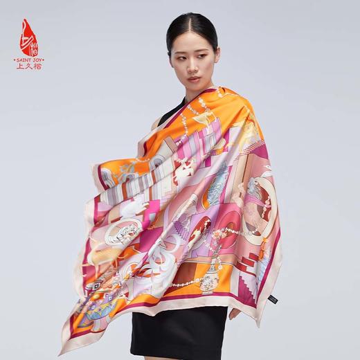 SAINTJOY/上久楷 双面印花真丝方巾  神兽之约  FJS22033-1 商品图2