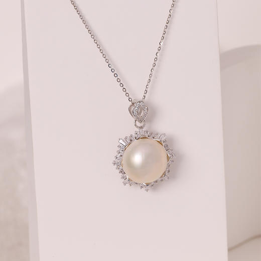 美裕 银925海水珍珠吊坠（贝附珠）（不含链）14-16mm白 106578 商品图2