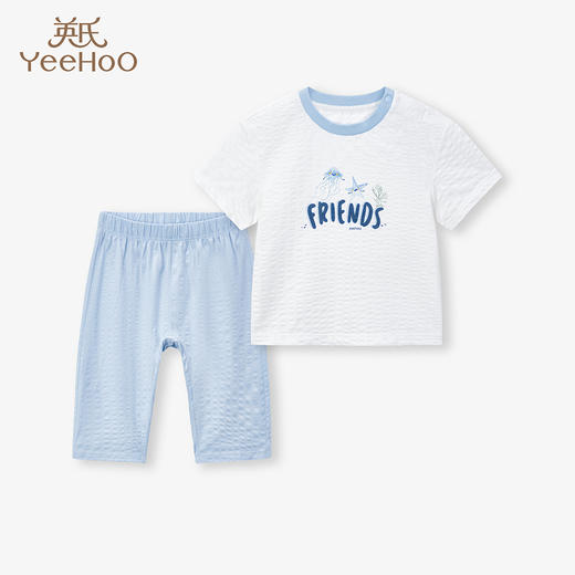英氏儿童内衣套装男女宝居家短袖上衣2023夏季新款YLNCJ2P010A 商品图1