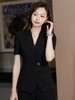 黑色短袖薄西装外套夏季新款单粒扣高级感西装裤职业套装 商品缩略图4