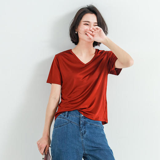 日本进口三醋酸T恤女短袖宽松T恤 圆领/V领 210206 商品图6