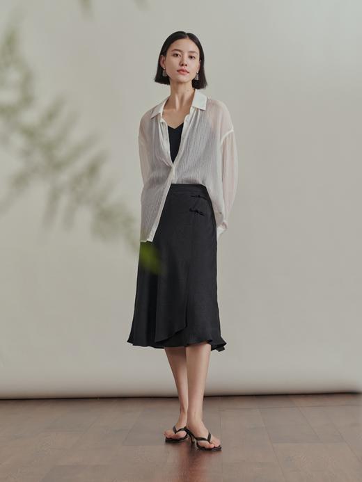 几何双绉斜纹裁向新中式真丝半裙（两色）FB4263236 商品图1