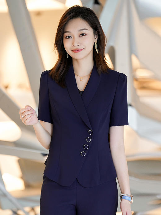  短袖西装外套套装女夏季薄2023款新款西装裤修身职业正装 商品图1