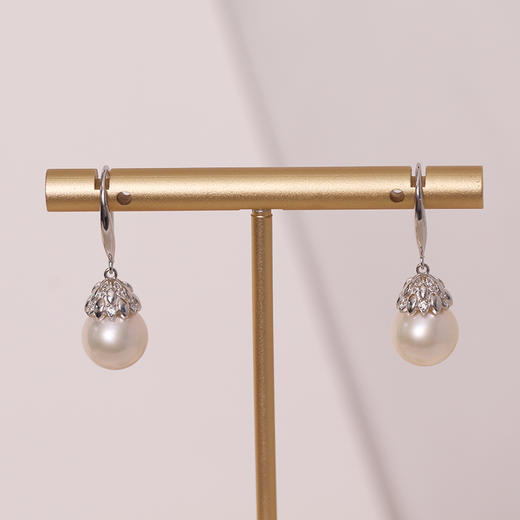 美裕  银925淡水珍珠耳钉 9-10mm白106569 商品图1