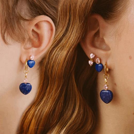 北京仓丨Wilhelmina Garcia-TuTu-桃心 青金石 耳钉 (单只)［西班牙设计师］ 商品图1