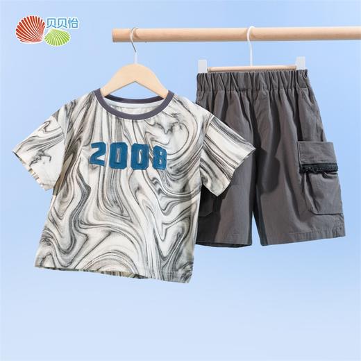 贝贝怡男童短袖套装夏装中童宝宝衣服儿童t恤两件套232T2616 商品图5