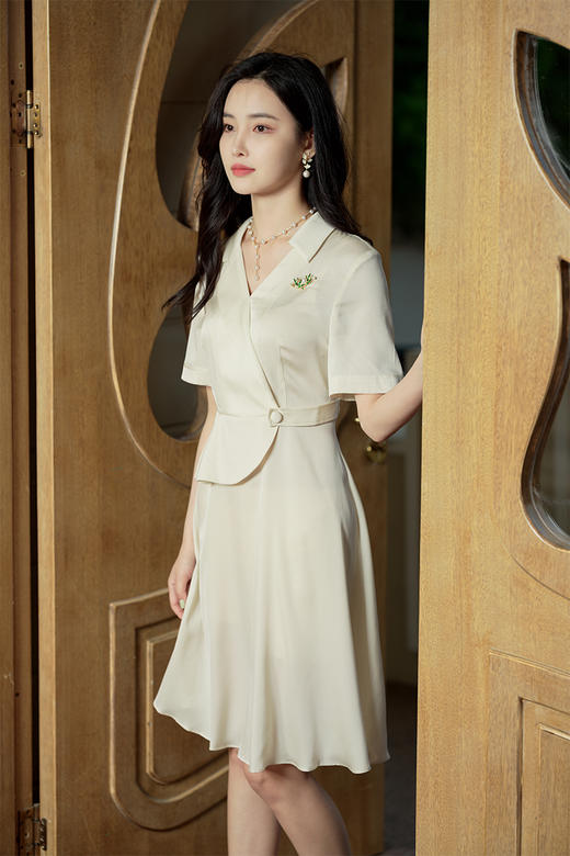 逸红颜明月优选#『苏潼』6A级 “重磅”桑蚕丝,V领收腰连衣裙，贵气高管风！现货秒发 商品图14