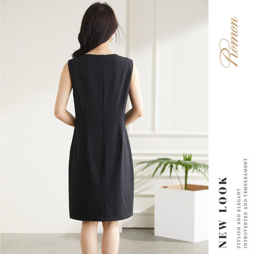 【打底可外穿】罗蒙夏季女装无袖连衣裙女士中长款商务休闲日常百搭基础款弹力小黑裙女 商品图2