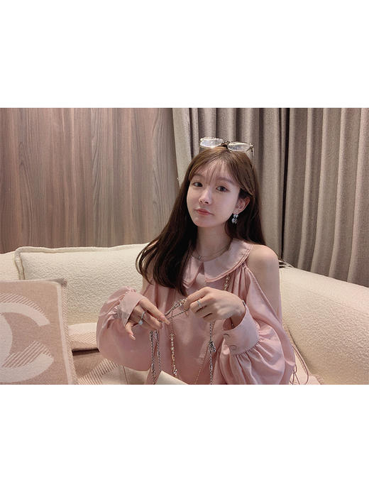 金蘑菇菇 清冷少女的一天 / 小心机露肩衬衫女宽松洋气设计感上衣 商品图3