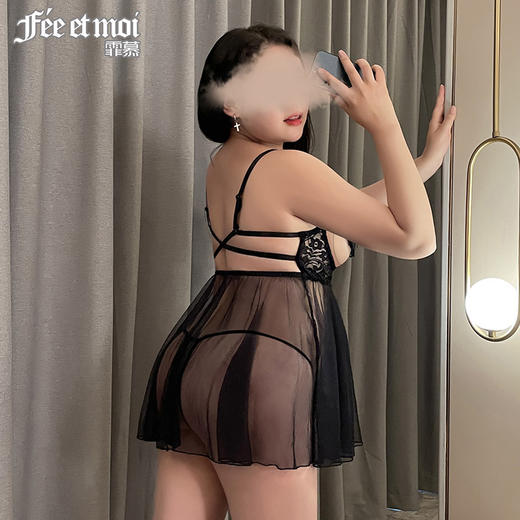 【霏慕】钢托露胸透视纱睡裙7753 商品图1