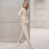 时尚高端米白色短袖西装套裤女夏季薄款透气职业西装两件套女CP13211 商品缩略图4