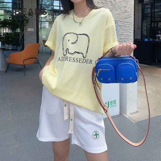 圆领印字母卡通大象短袖衫3422040044 商品图5