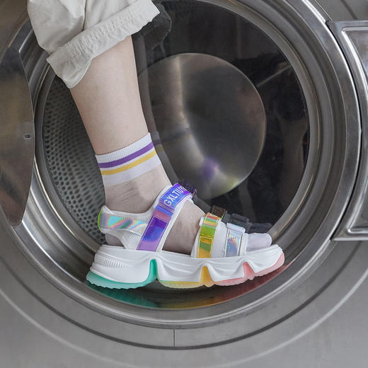 nekomomo2023夏季商场同款牛皮厚底软底运动凉鞋女休闲坡跟凉鞋女23911 商品图4