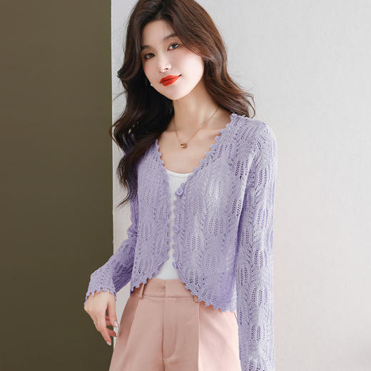 冰丝针织衫开衫，女夏季薄款衣外搭配吊带裙子披肩小外套CC-11-68086 商品图3
