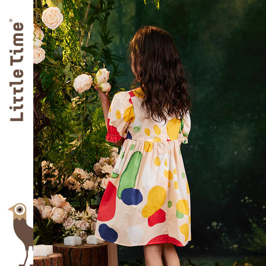 littletime女童连衣裙2023夏季新款不规则圆点印花连衣裙儿童裙子 商品图3
