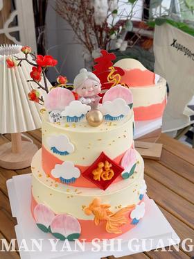 【生日蛋糕】翻糖装饰祝寿款