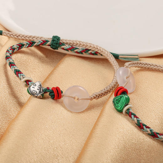 《福粽安康》彩绳福粽端午节五彩绳手链银s925小粽子玉髓手绳·银s925手链 商品图1